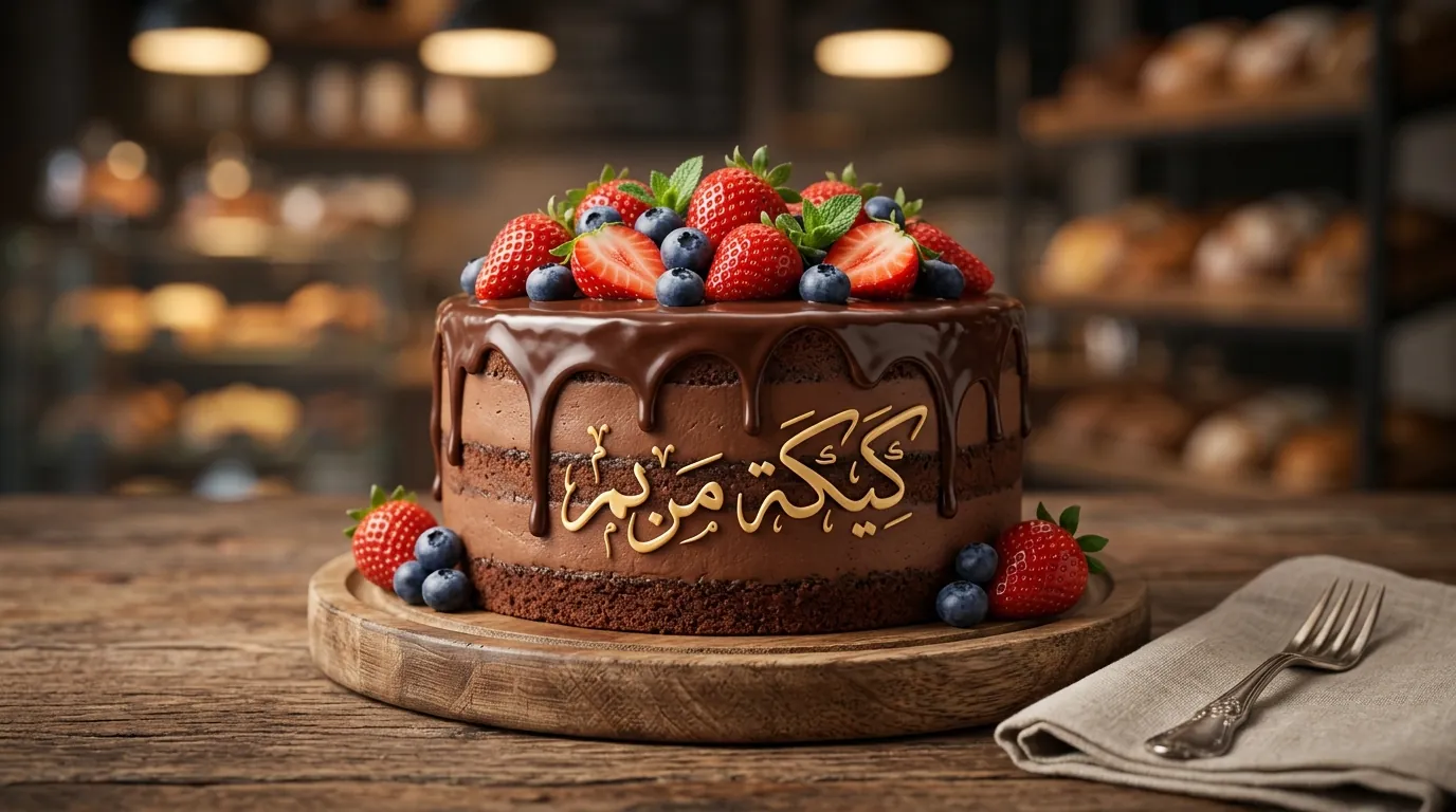 Signature MariamCakes chocolate ganache cake with berries and mint